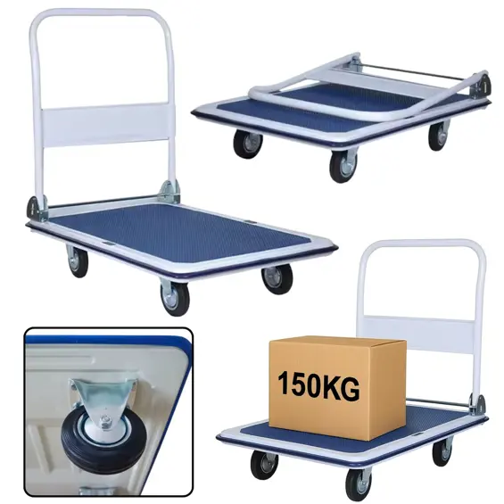 LEAN STRONG 150 kg platformska transportna kolica sa sklopivom ručkom – 72 × 47 cm