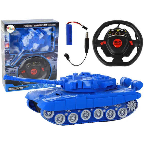 LEAN Toys 17277 RC tenk na daljinsko upravljanje 1:18 – 27 MHz, svjetlosni i zvučni efekti, plavi