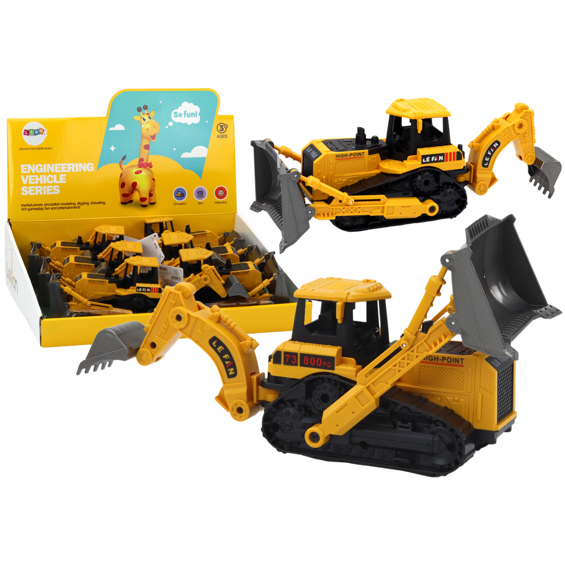 LEAN Toys 17632 dječji bager gusjeničar s 2 podesive žlice – 25,5 cm, žuti