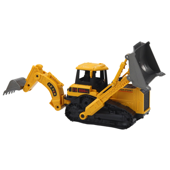 LEAN Toys 17632 dječji bager gusjeničar s 2 podesive žlice – 25,5 cm, žuti