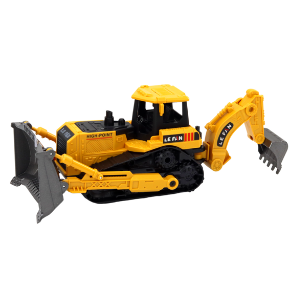 LEAN Toys 17632 dječji bager gusjeničar s 2 podesive žlice – 25,5 cm, žuti