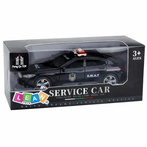 LEAN Toys 29064 SWAT vozilo specijalne jedinice – svjetlo i zvuk, pogon, vrata na otvaranje, 16,5 cm