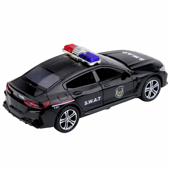 LEAN Toys 29064 SWAT vozilo specijalne jedinice – svjetlo i zvuk, pogon, vrata na otvaranje, 16,5 cm