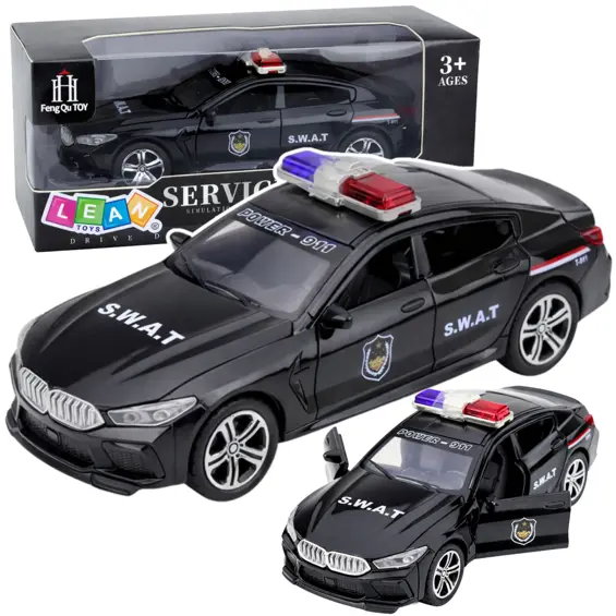 LEAN Toys 29064 SWAT vozilo specijalne jedinice – svjetlo i zvuk, pogon, vrata na otvaranje, 16,5 cm