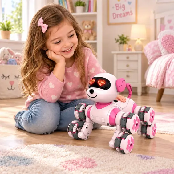 Lean Toys 32780 RC robot pas s 8 kotača, rozi