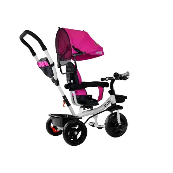 LEAN Toys PRO300 dječji tricikl s roditeljskom ručkom, tendom i EVA kotačima – rozi