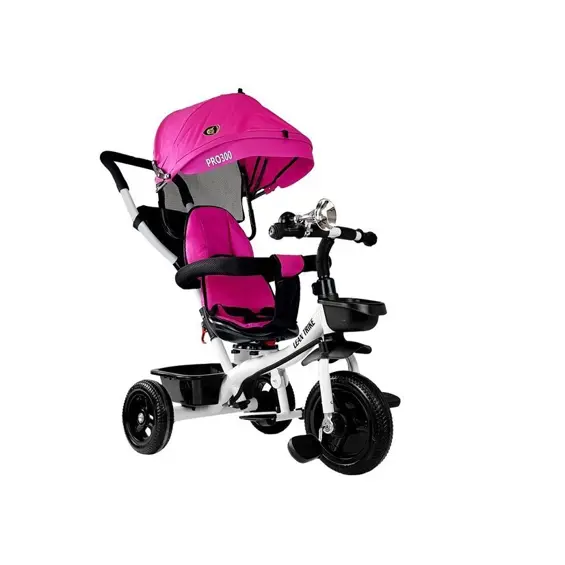 LEAN Toys PRO300 dječji tricikl s roditeljskom ručkom, tendom i EVA kotačima – rozi