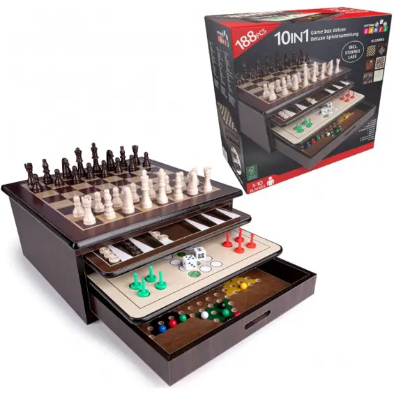 Lifetime Games Deluxe 10-u-1 set društvenih igara u drvenoj kutiji – 188 dijelova