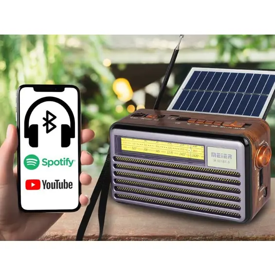 LTC LIWA Retro LX521BTS prijenosni radio sa solarnim panelom – FM/AM/SW, Bluetooth, USB