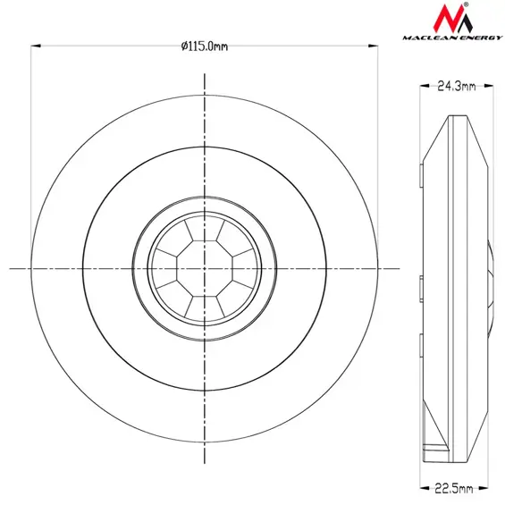 Maclean Energy MCE85 stropni PIR senzor pokreta 360° dometa 6 m