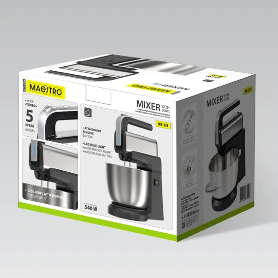 Maestro MR-551 mikser s rotirajućom posudom 3,5 L, 600 W, 5 brzina + Turbo