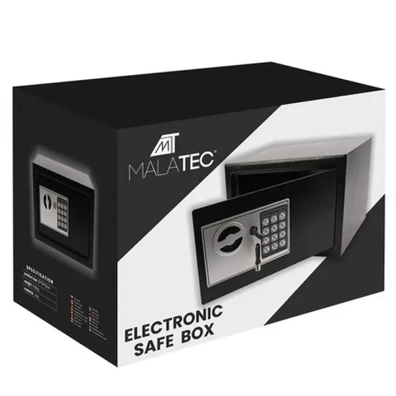 Malatec 2267-Elektronski Sef 10L s Digitalnom Šifrom i Ključem – Metalni Sigurnosni Sef za Novac i Dokumente