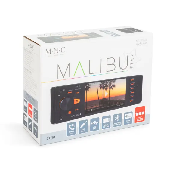 Malibu Star", 1-DIN Auto Multimedia player s Bluetoothom, FM RDS tunerom, USB/SD/MMC čitačem, AUX ulazom i 4x50W snagom