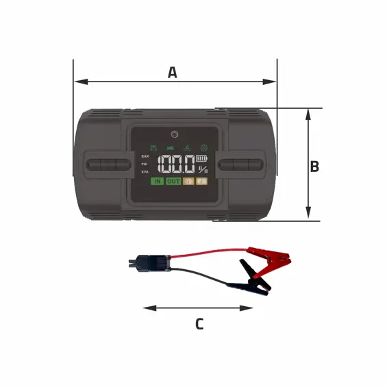 MANTA Jump Starter s kompresorom, punjač, svjetiljka, SOS, 12V, 4u1, 12000mAh