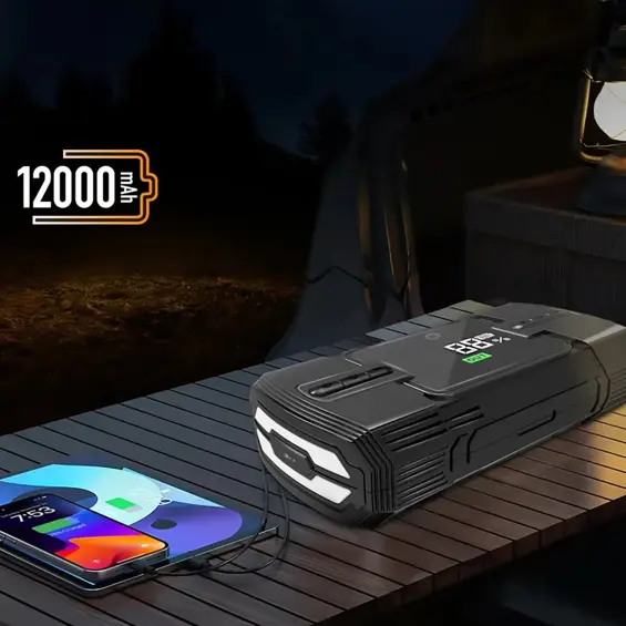 MANTA Jump Starter s kompresorom, punjač, svjetiljka, SOS, 12V, 4u1, 12000mAh