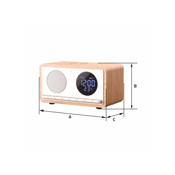 MANTA RDI912W Budilica s FM Radio, Bluetooth, QI Bežični Punjač, Veliki Zaslon, microSD i Baterija – Bijela