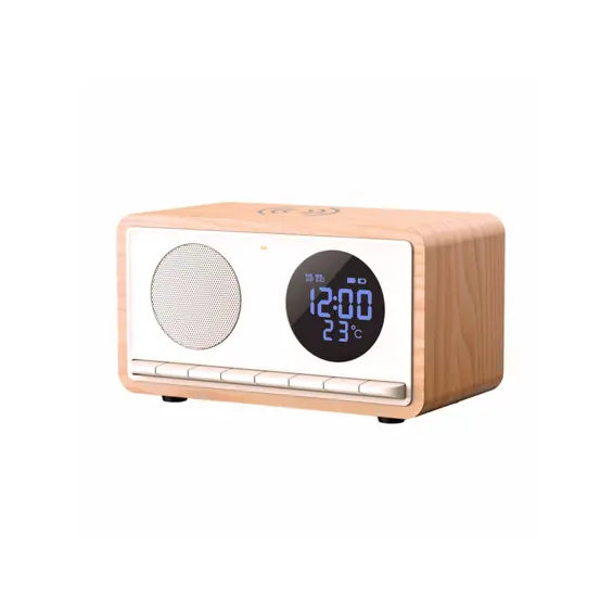 MANTA RDI912W Budilica s FM Radio, Bluetooth, QI Bežični Punjač, Veliki Zaslon, microSD i Baterija – Bijela