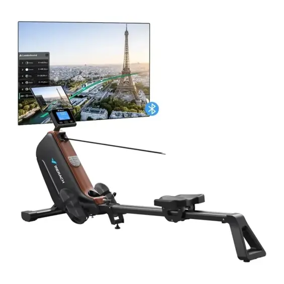 MERACH MR-R15B3-EU – Magnetna sprava za veslanje s HD zaslonom 21,5", 16 razina otpora, Bluetooth, nosivost 158 kg