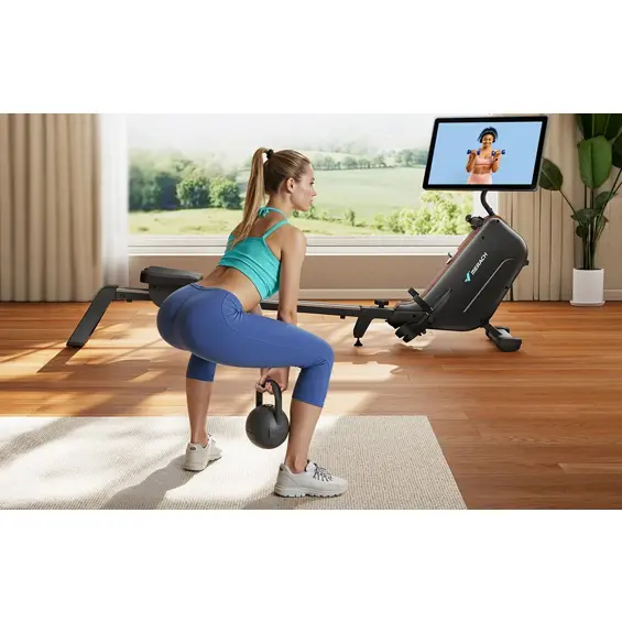 MERACH MR-R15B3-EU – Magnetna sprava za veslanje s HD zaslonom 21,5", 16 razina otpora, Bluetooth, nosivost 158 kg