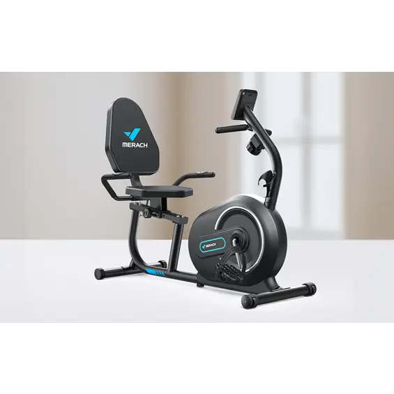 MERACH MR-S08B1-EU ležeći sobni bicikl s naslonom, Bluetooth, 8 razina otpora – crni