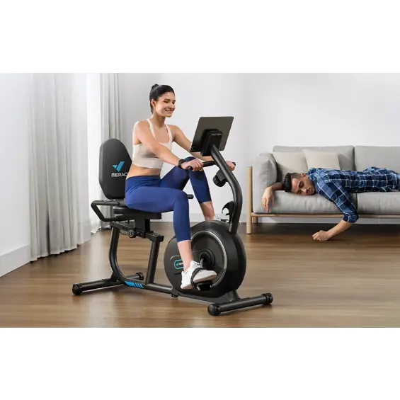 MERACH MR-S08B1-EU ležeći sobni bicikl s naslonom, Bluetooth, 8 razina otpora – crni