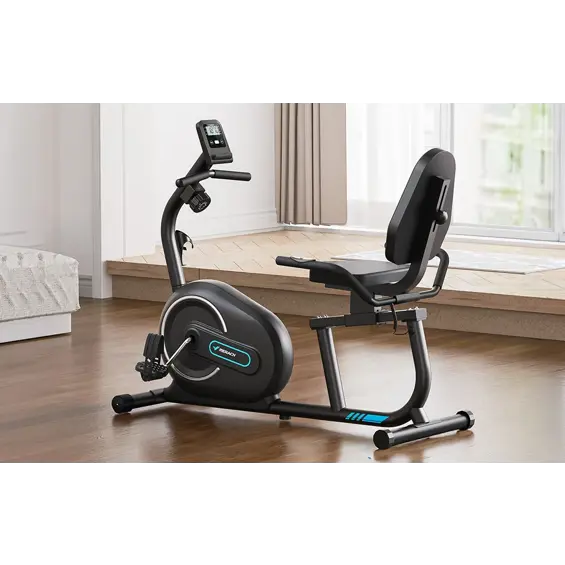 MERACH MR-S08B1-EU ležeći sobni bicikl s naslonom, Bluetooth, 8 razina otpora – crni