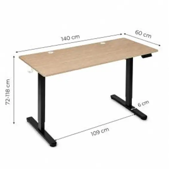 ModernHome JSD-C5-1-15 – Električni radni stol s podesivom visinom 72–118 cm, 140 × 60 cm, svijetli hrast