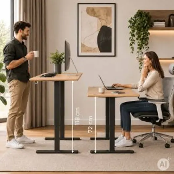 ModernHome JSD-C5-1-15 – Električni radni stol s podesivom visinom 72–118 cm, 140 × 60 cm, svijetli hrast