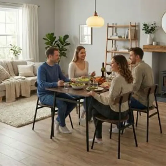 ModernHome OSLO blagovaonski set – stol i 4 stolice 110 × 70 cm