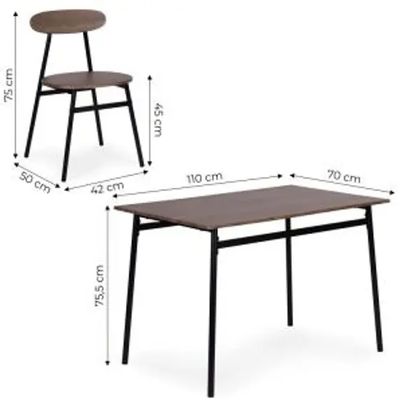 ModernHome OSLO blagovaonski set – stol i 4 stolice 110 × 70 cm