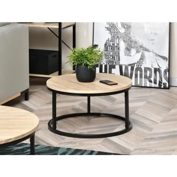 ModernHome PJJCFT0068 – Okrugli stolić za kavu 60 × 31,5 cm, metalna konstrukcija, loft dizajn