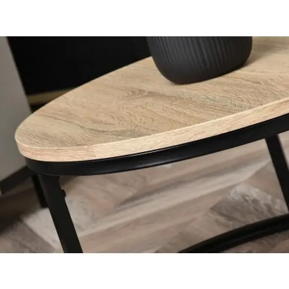 ModernHome PJJCFT0068 – Okrugli stolić za kavu 60 × 31,5 cm, metalna konstrukcija, loft dizajn
