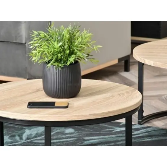 ModernHome PJJCFT0068 – Okrugli stolić za kavu 60 × 31,5 cm, metalna konstrukcija, loft dizajn