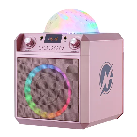 N-Gear Block Party 602 XL Karaoke Set, 300W, Disco Kugla, 2 Žična Mikrofona – Space Pink