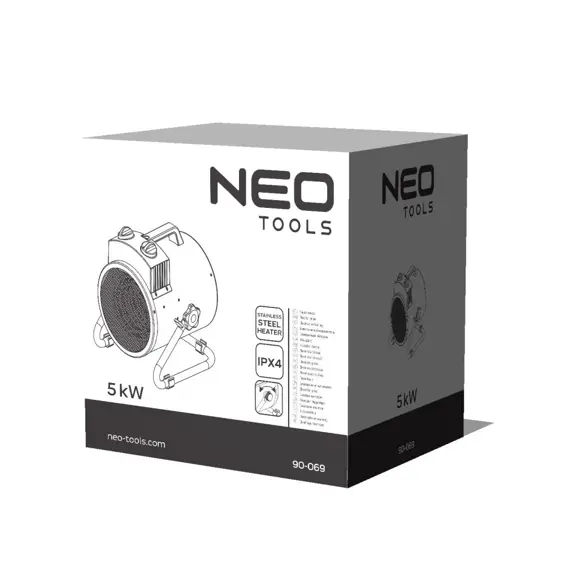 NEO Tools 90-069 industrijska električna grijalica 5000 W, 400 V, termostat, IPX4