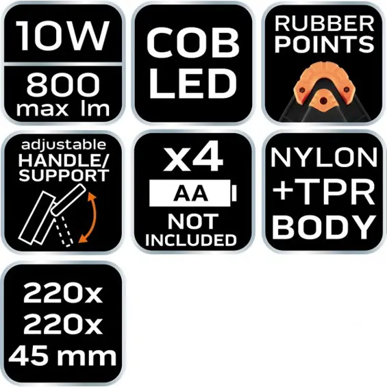 NEO Tools 99-076 radna LED svjetiljka i signalni trokut 2 u 1, 800 lm