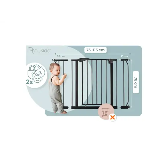 Nukido 718300 sigurnosna barijera za stepenice – zaštitna ograda za djecu i kućne ljubimce