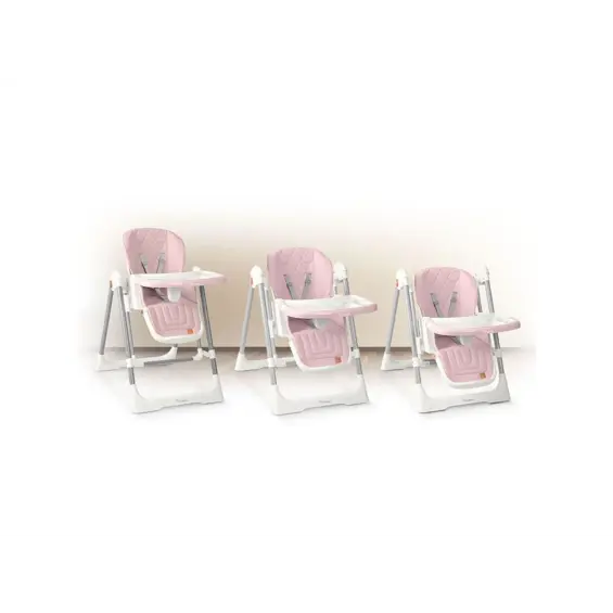 Nukido Elite dječja hranilica 3u1 ružičasta – stolica, ležaljka i ljuljačka, podesiva visina, 5-točkovni pojasevi