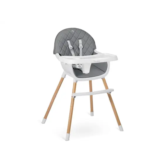 Nukido Lilo dječja hranilica 3u1 siva – podesiva stolica za hranjenje, odvojivi pladanj, 5-točkovni pojasevi