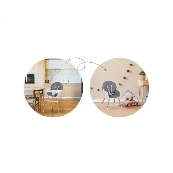 Nukido Lilo dječja hranilica 3u1 siva – podesiva stolica za hranjenje, odvojivi pladanj, 5-točkovni pojasevi