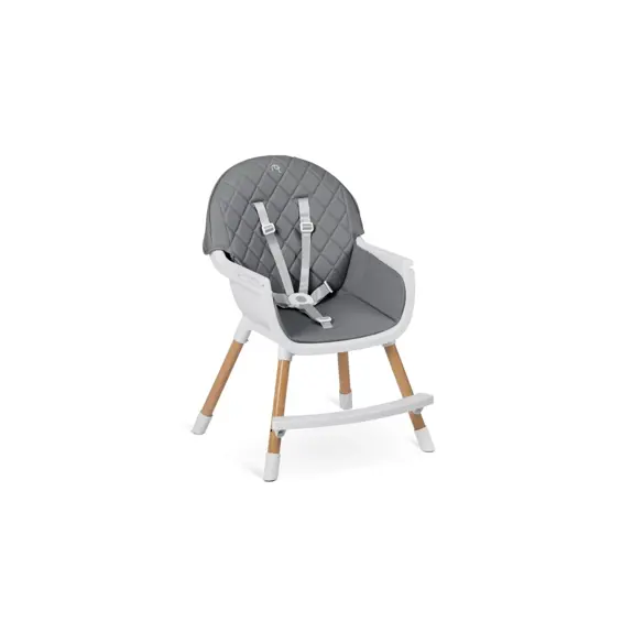 Nukido Lilo dječja hranilica 3u1 siva – podesiva stolica za hranjenje, odvojivi pladanj, 5-točkovni pojasevi