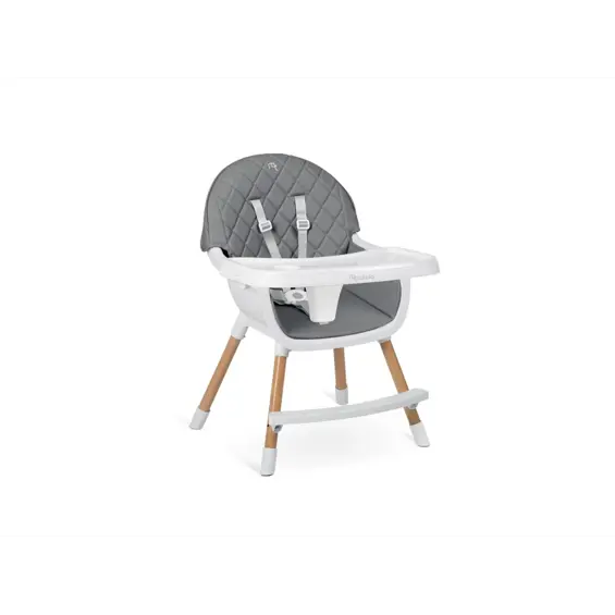 Nukido Lilo dječja hranilica 3u1 siva – podesiva stolica za hranjenje, odvojivi pladanj, 5-točkovni pojasevi