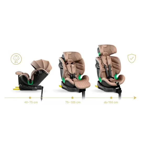 NUKIDO Shelly 710302 – Rotirajuća dječja autosjedalica 360°, i-Size 40–150 cm, ISOFIX, smeđa
