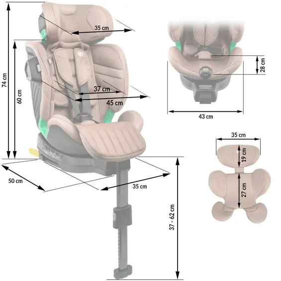 NUKIDO Shelly 710302 – Rotirajuća dječja autosjedalica 360°, i-Size 40–150 cm, ISOFIX, smeđa