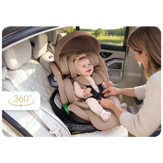 NUKIDO Shelly 710302 – Rotirajuća dječja autosjedalica 360°, i-Size 40–150 cm, ISOFIX, smeđa