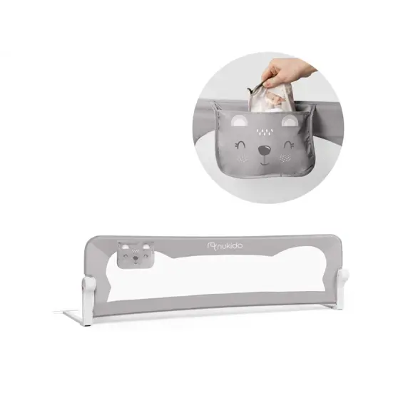 Nukido sigurnosna barijera za krevet 180x42 cm – zaštita od pada, siva