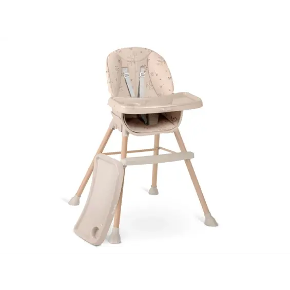 Nukido Tilo dječja hranilica 3u1 bež – podesiva visina, odvojivi pladanj, 5-točkovni pojasevi