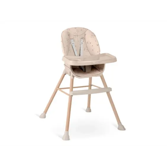 Nukido Tilo dječja hranilica 3u1 bež – podesiva visina, odvojivi pladanj, 5-točkovni pojasevi