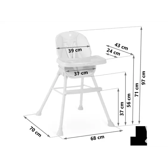 Nukido Tilo dječja hranilica 3u1 bež – podesiva visina, odvojivi pladanj, 5-točkovni pojasevi