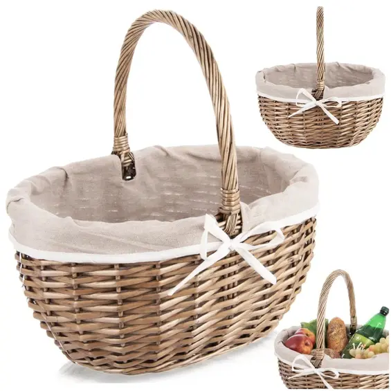 Orion 730564 pletena piknik košara od prirodnog pruća 40 × 31 × 40 cm s podstavom